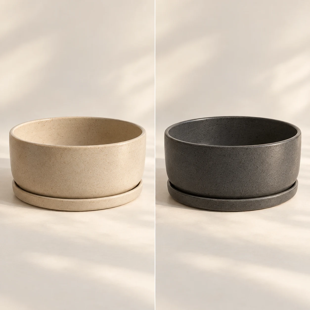 Basin Planter, Sand on the left and Charcoal on the right