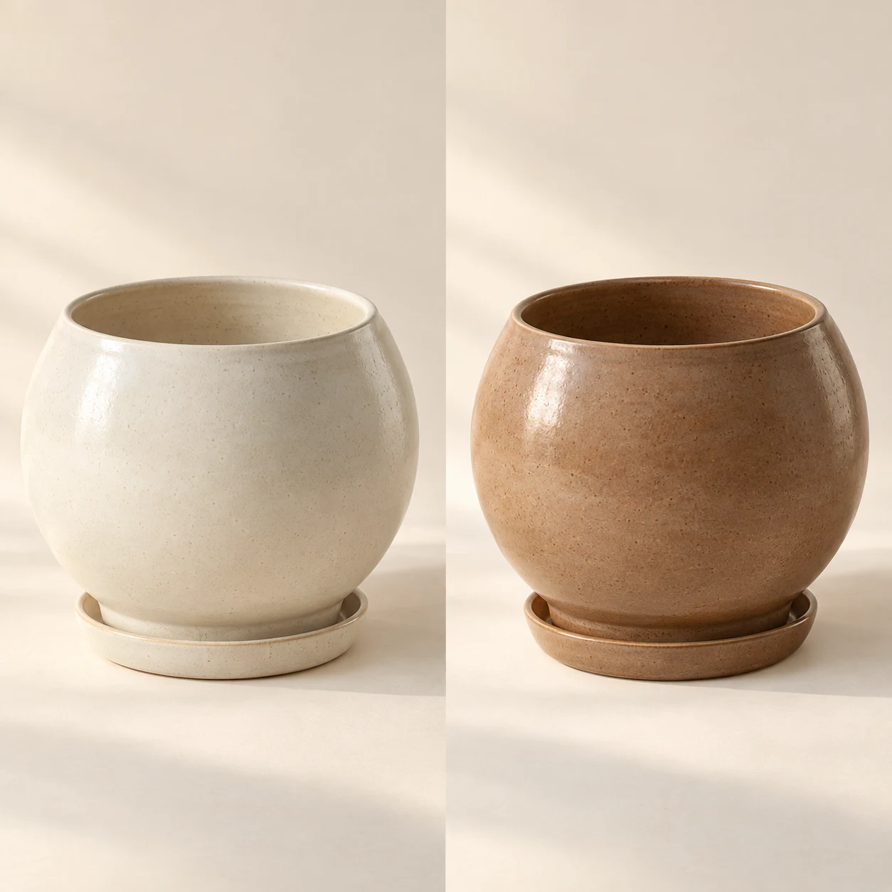 Orbit Planter, Chalk on the left and Clay on the right